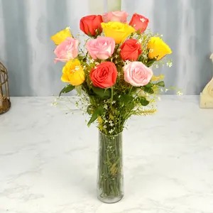 Mix Rose With Vase